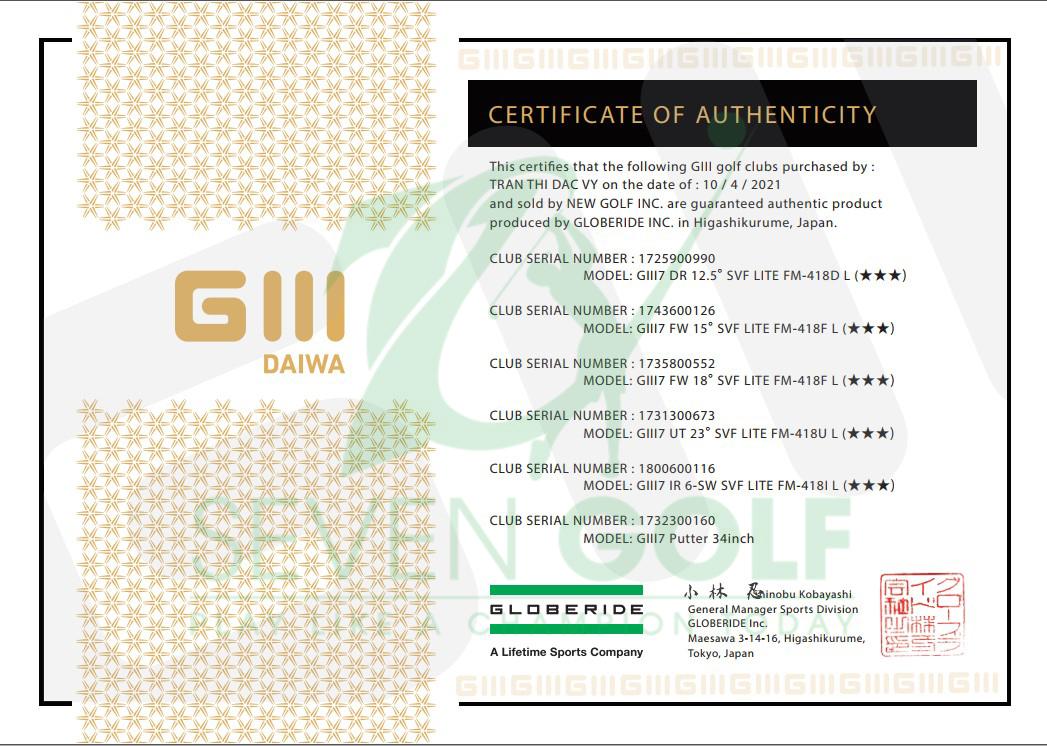 Bộ gậy golf fullset Daiwa_GIII Signature V - 4 Sao