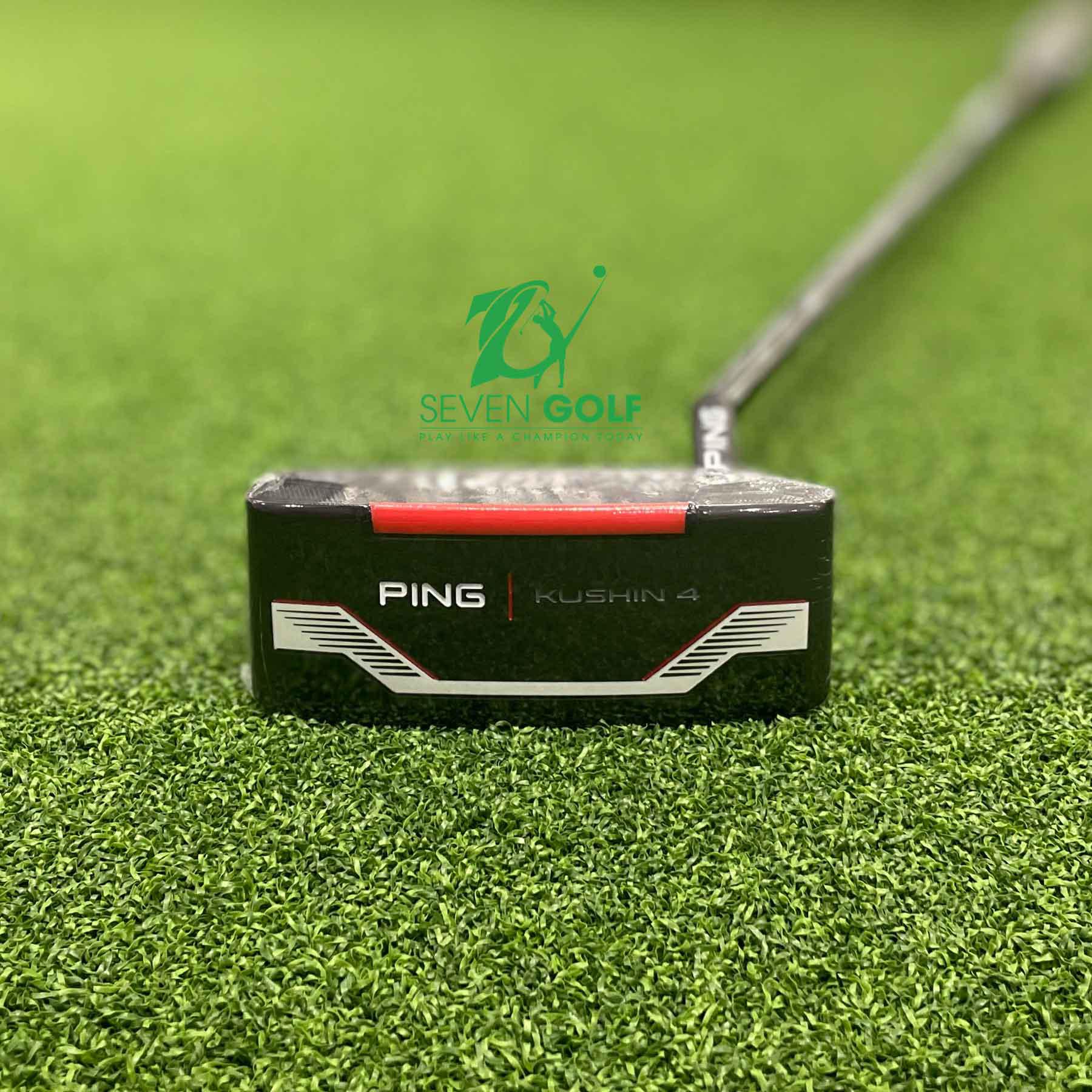 Gậy golf putter Ping 2021 Kushin 4 34'' Flat 1 RED BLK CHROME STEPLESS STEEL