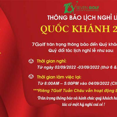 7Golf thông báo nghỉ lễ 2/9