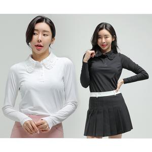 Áo golf nữ dài tay Meek BK/WH