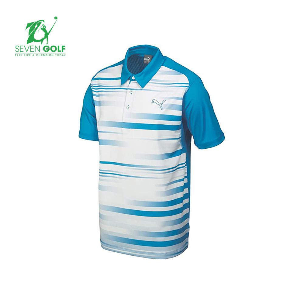 Áo Golf Puma Gotime Blur Stripe Polo- WHT/V.ORG 56909805